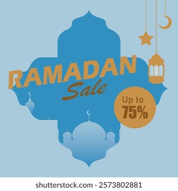 Ramadan Sale background template for social media. Simple and calm. Text can be edited to be another Islamic culture events.