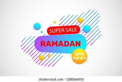 Ramadan sale banner background template liquid shape design with super sale, up to 70% off  text. 