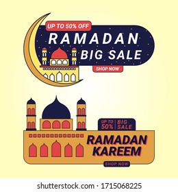 ramadan sale banner flat vector illustration