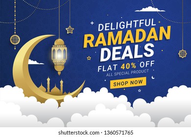 Ramadan Sale Banner Promotion Template Design Stock Vector (Royalty ...