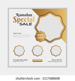 Ramadan Sale Banner social media post Template with Background