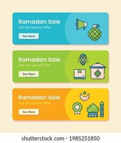 ramadan sale for banner template with dashed line style