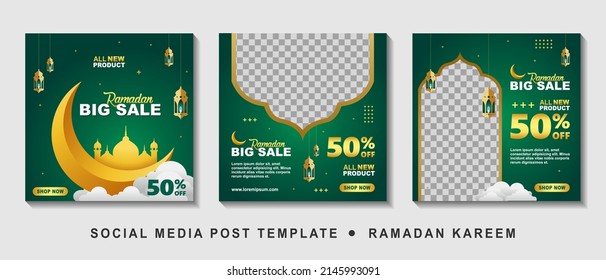 Ramadan Sale Banner Template Design with photo collage, Suitable for Social Media Post and Online Advertising.