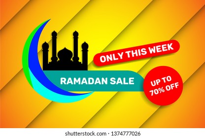 Ramadan sale banner template, special offer up to 70% 