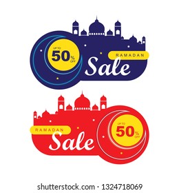 Ramadan sale banner,discount and best offer tag, label or sticker set on occasion of Ramadan Kareem and Eid