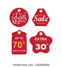 Ramadan sale banner,discount and best offer tag, label or sticker set on occasion of Ramadan Kareem and Eid