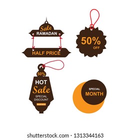 Ramadan sale banners set,discount and best offer tag, label or sticker set on occasion of Ramadan Kareem and Eid Mubarak