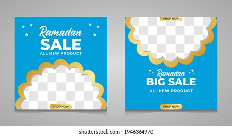 Ramadan Sale kreative Vektorgrafik Social Media Post Template-Sammlung. Ramadan Sale Moderne Social Media Post Feed. Perfekt für Social Media Post.