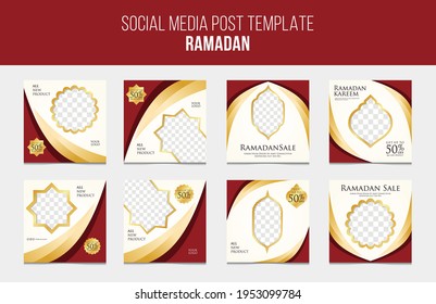 Ramadan Sale creative vector social media post template collection. Social Media Post for Online Shop themed Ramadhan Sale