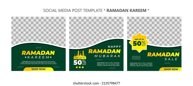 Ramadan Sale creative vector social media post template collection. Ramadan Sale Modern social media post feed. Perfect for social media post. Vector Illustration