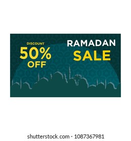 Ramadan sale design.Promo sale.Mosque element.modern template.Religion muslim celebration