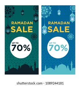 Ramadan sale design.Promo sale.Mosque element.modern template.Religion muslim celebration