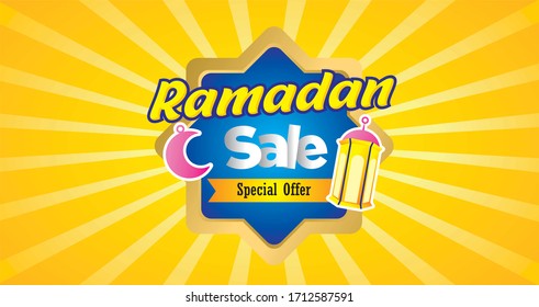 Ramadan sale discount banner template promotion Vector 