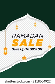 Ramadan sale discount banner template promotion design for business. Suitable for Web Promotion and Social Media Template Post for Ramadan Kareem Greeting Card, Event, and etc. Vector Illustration