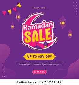 Ramadan sale discount banner template promotion design for business
