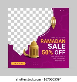 Ramadan sale discount square banner template promotion design for business