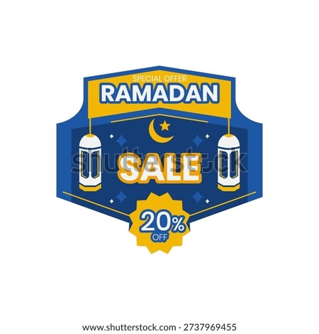 ramadan sale element design in blue color. design in white background. promo ramadan sale