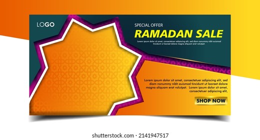 Ramadan sale horizontal banner template