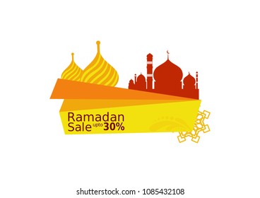 ramadan sale illustration for islamic celebration with mosque. muslim decoration modern design.ads pop up banner
