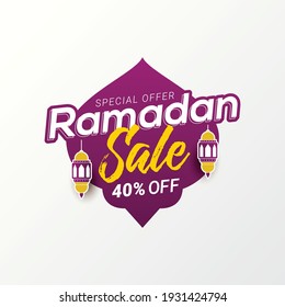 Ramadan Sale Label Badge Banner Template Design Background	