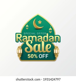 Ramadan Sale Label Badge Banner Template Design Background	