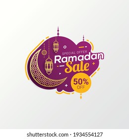 Ramadan Sale Label Badge Banner Template Design Background