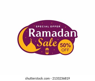 Ramadan sale label badge banner template design background