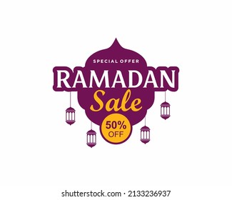 Ramadan sale label badge banner template design background