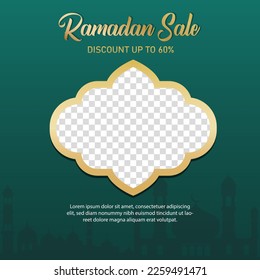 Ramadan sale label badge banner design background 60% off