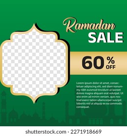 Ramadan sale label badge banner design background 60% off