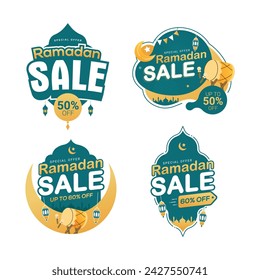 Ramadan sale label badge banner template design background