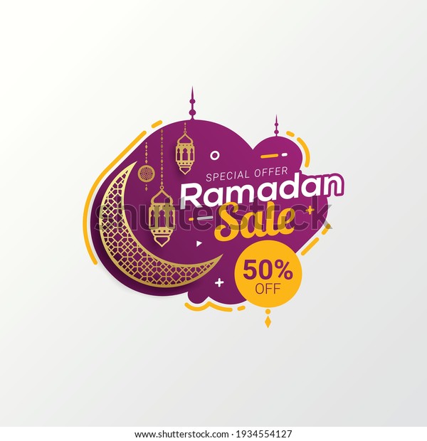 Ramadan sale label badge banner template\
design background