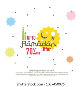 Ramadan sale offer banner design. Promotion poster, voucher, discount, label, greeting card of Ramadan Kareem and Eid Mubarak celebration. background vector illustration