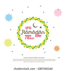 Ramadan sale offer banner design. Promotion poster, voucher, discount, label, greeting card of Ramadan Kareem and Eid Mubarak celebration. background vector illustration