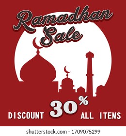 Ramadan sale offer banner design, Promotion poster, voucher, discount, label, greeting card of Ramadan Kareem, modern design background illustration