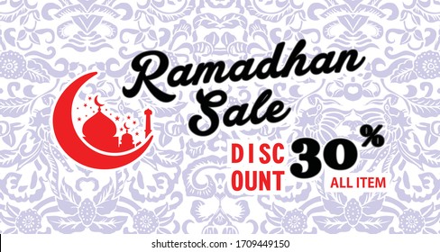 Ramadan sale offer banner design, Promotion poster, voucher, discount, label, greeting card of Ramadan Kareem, modern design background illustration