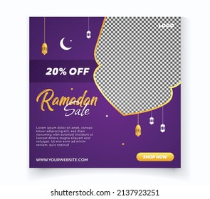 Ramadan sale offers promotional social media post template banners ads for social media marketing