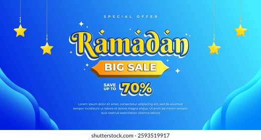 Ramadan sale promotion banner template with islamic background