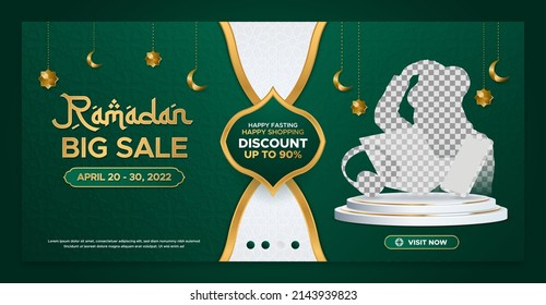 Ramadan sale and promotion horizontal banner template