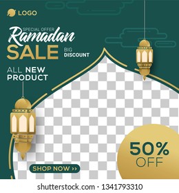 Ramadan sale social media post template banners ad. Editable vector illustration