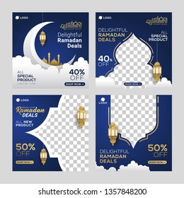 Ramadan sale social media post template banners ad. Editable vector illustration.