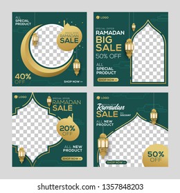 Ramadan sale social media post template banners ad. Editable vector illustration.