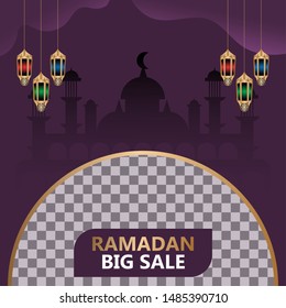 Ramadan sale social media post template banners ad. Islamic Template design. Editable vector illustration. Eps 10