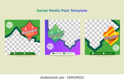 Ramadan sale social media post template banners ad