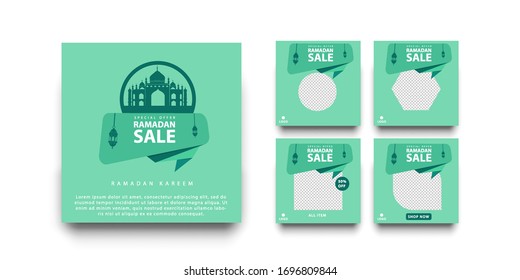 Ramadan sale social media post template banners. Ramadan kareem vector illustration