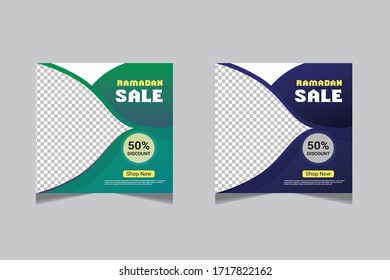 Ramadan sale social media post. banner ads design template