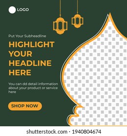 Ramadan sale social media post template banners ad. Editable vector illustration.