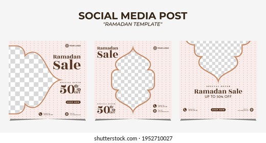 Ramadan sale social media post template banners advertising. Editable vector illustration