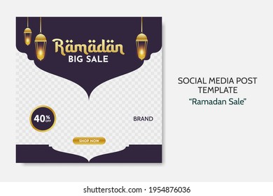 Ramadan Sale social media post template. Web banner advertising for greeting card, voucher, islamic event. editable vector illustration