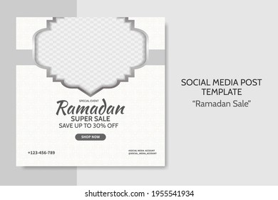 Ramadan Sale social media post template. Web banner advertising for greeting card, voucher, islamic event. editable vector illustration